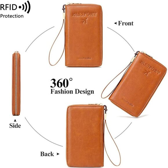 Passport Holder Wallet, RFID Blocking Travel Document Organizer Clutch Bag Credi - Picture 3 of 6